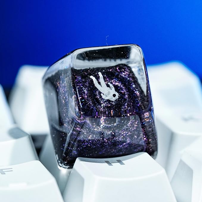 Purple Galaxy Swirl Astronaut Artisan Keycap R1 SA Profile Custom 1U ESC Astronauts Keycaps Handmade Gaming Resin Key Cap Cherry MX Switch Compatible Mechanical Keyboard Gift for Space Lover
