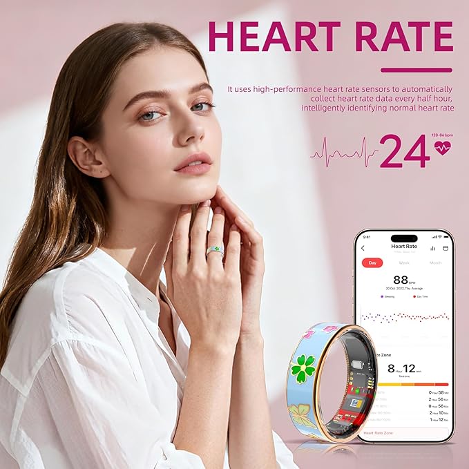 Smart Ring Men & Women Ring Sleep Tracker Pedometer Long Battery Life No Subscription Fee, IP68 Waterproof (Blue, 10)