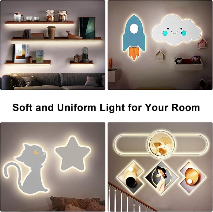 Tatazone 32.8ft 3000K Bright COB LED Strip Light, Dimmable, CRI93+, Warm White, Indoor, RF Remote, Adhesive, for Living Room, Shelf, Cabinet, Kitchen