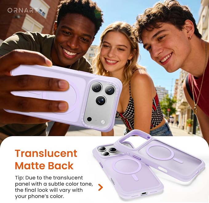 ORNARTO Magnetic for iPhone 17 Pro Max Case, 20FT Military-Grade Drop Protection, Compatible with MagSafe, Slim Shockproof Translucent Matte Phone Case for iPhone 17 Pro Max 6.9", Purple