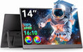 WUAWE Portable Monitor 14" Kickstand Portable Monitor for Laptop, Ultra Slim Built-in 180° Adjustable Stand, Second Screen for Laptop, Desktop, Tablet, Phone, Xbox, PS4/PS5, GEEKOM.