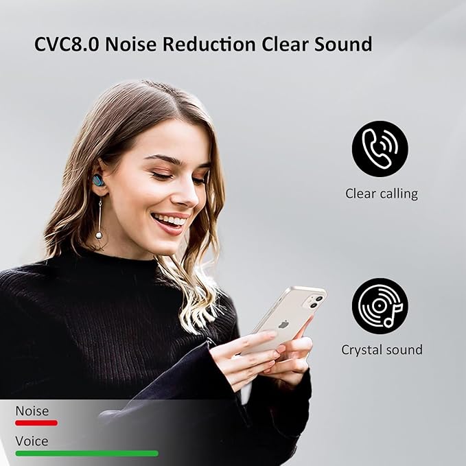 Wireless Earbuds Bluetooth 5.4, in Ear Lightweight Ear Buds with HiFi Stereo Sound & Deep Bass, Noise Cancelling Built-in Mics, 36H Playtime, IPX7 Waterproof Headphones for Sports, Android & iOS