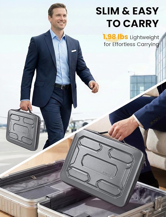 DOMISO Laptop Hard Case 17-17.3 inch Waterproof Shockproof Hard Shell Laptop Sleeve with Handle & Storage Pocket, Compatible with MacBook, HP, Dell,Dark Grey