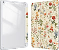 Case for iPad 9th / 8th / 7th Generation (2021/2020/2019) 10.2 inch, Case with Pencil Holder, Stand Clear Back Cover Cute Cool Design for Women Girls, Auto Sleep/Wake, Wildflower B
