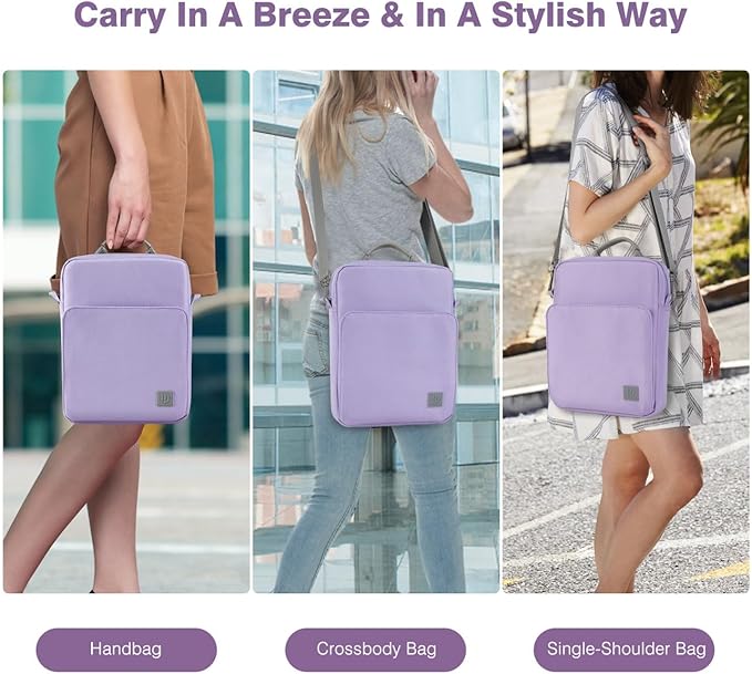 Dadanism 9-11 Inch Tablet Sleeve Bag Carrying Case with Shoulder Strap for iPad (A16) 11", iPad 10th Gen 10.9", iPad Air M4/Pro M5 11", iPad 9/8/7th 10.2", Galaxy Tab A11+ Plus 11", Grey Purple