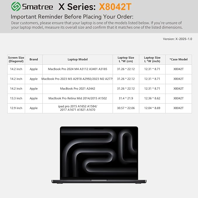 Smatree Hard EVA Protective Case Compatible for 14.2 inch MacBook Pro M5 2025/M4 2024/M3/M2/M1/A2918/A2992/A2779,13.3inch MacBook Pro 2015-2012/A1502/A1245/A1425,12.9inch iPad Pro 2017, Pink(X8042TP)
