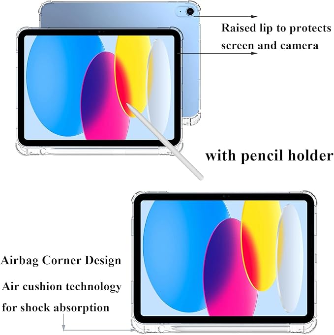 Clear Case for iPad (A16) 11th Generation 11 inch 2025 & iPad 10th Generation 10.9 inch Cover 2022 with Pencil Holder,UUcovers Lightweight Thin Crystal Transparent Shockproof Soft TPU Back Shell,Clear