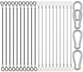 20 Pack 10 Inch(25cm) Stainless Steel Tethers with 4 Pcs Spring Snap Hook Clips, Steel Wire Cable with Loops Vinyl Cover Coated Short Rope Lanyard Lock Tether Chains, 2 Colors
