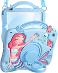Boaretiu for iPad 9th Generation Case 10.2 Inch - 3D Cute Cartoon Blue Mermaids for iPad 7th/8th/9th Gen Girls Teens Soft Silicone Tablet Cover with Strap & Rotating Stand