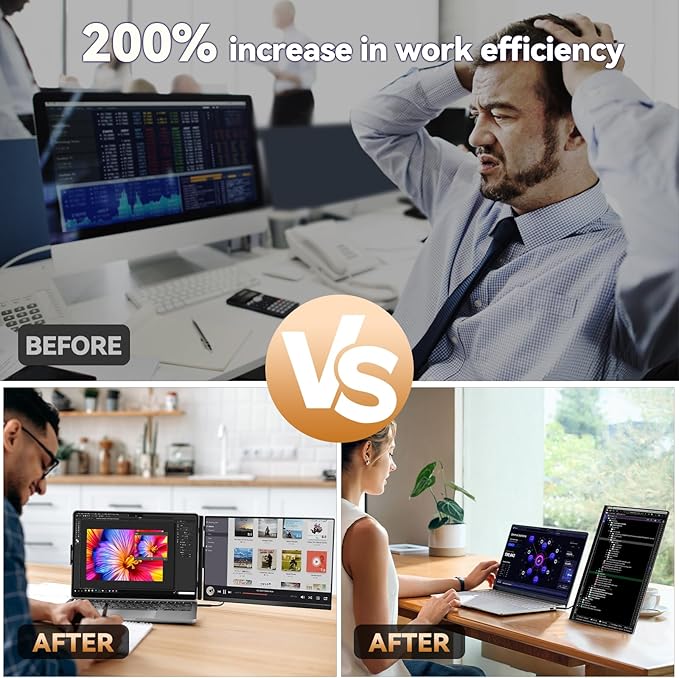 Laptop Screen Extender 15.6" 120% sRGB - FHD 1080P IPS Dual Laptop Monitor Extender with Detachable Screen, Second Monitor for 13"-17.3" Laptops, Plug-Play for Windows Mac Android Chrome
