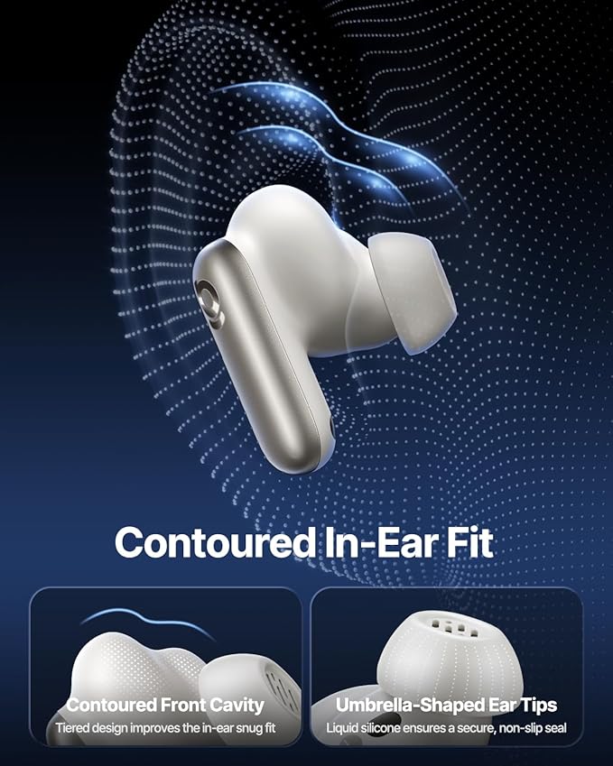 Baseus Inspire XP1 Adaptive Noise Cancelling Earbuds, Sound by Bose, Dolby Audio, Premium Real-Time Adaptive ANC, Adaptive Tuning Sound, Natural Fit Design, 6-Mic Adaptive Clear Calls, 45H Playtime