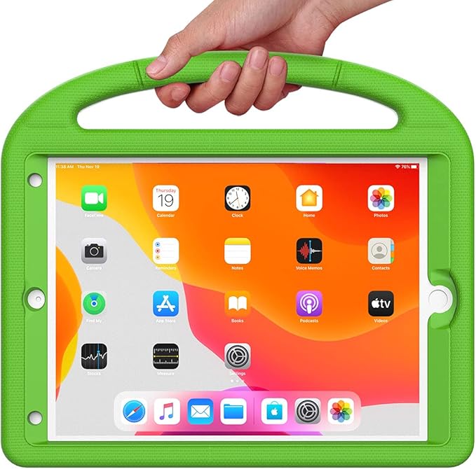 Kids Case for iPad 10.2 & 10.5, iPad 9th/8th/7th Generation 10.2" 2021 2020 2019 Case with Screen Protector, iPad Air 3rd Gen/Pro 10.5 inch Protective Cover with Handle Stand, Green