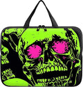 Universal Laptop Sleeve Case 12 inch, Neon Green Skull Slim Carrying Case Handbag Travel Laptop Bag for Surface Pro 9 8 7/Laptop Go 2 3, MacBook Air 11/12