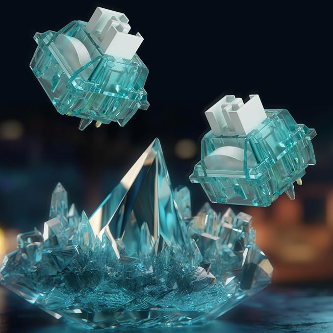 Akko Creamy Cyan Clicky Switch with LED Diffuser for Backlit Mechanical Keyboard - 5-Pin 50gf Pre-Lubed with Standard MX Structure for Gaming (45pcs)