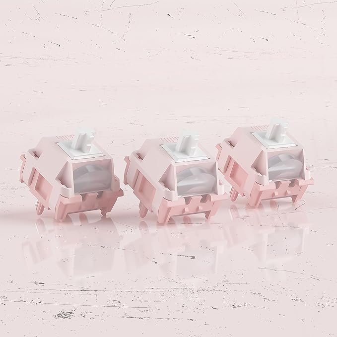 DRAOZA Kailh Butterfly Pink Keyboard Switches,Full POM Pre-lubed Linear RGB LED 5 Pin Switches for MX Mechanical Keyboard(72PCS)