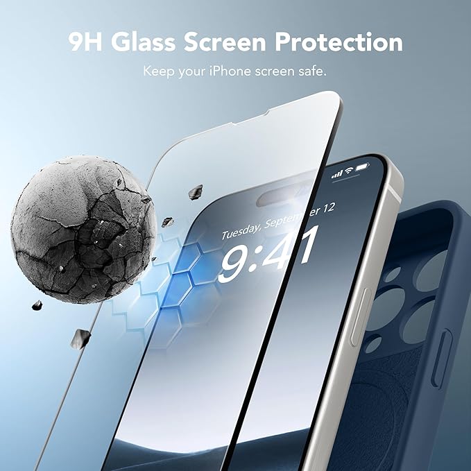 Magnetic for iPhone 14 Pro Case, Compatible with MagSafe, [Full Camera Protection][Screen Protector] Silicone Shockproof Protective Phone Case for iPhone 14 Pro 6.1", Cobalt Blue