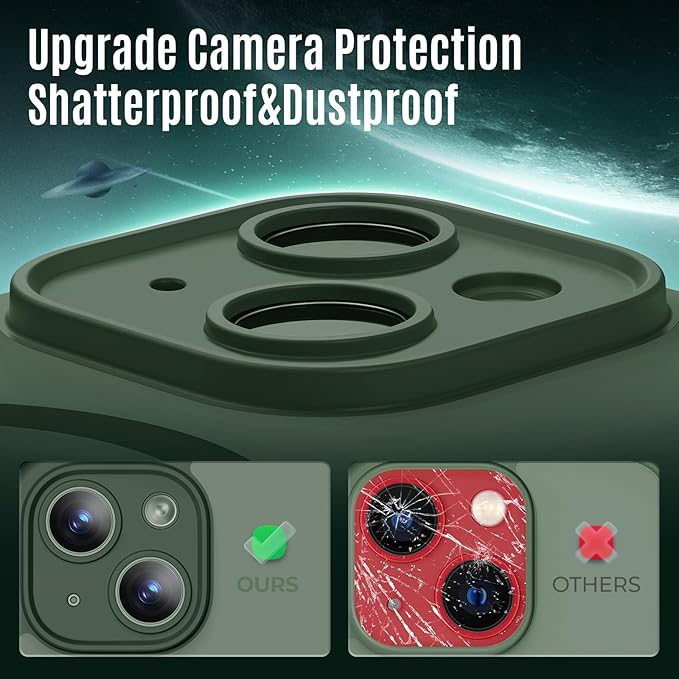 Symcele Designed for iPhone 13 Case, Compatible with MagSafe, with Privacy Screen Protectors X2, [Camera Protection] [15FT Military Drop Protection] Shockproof Phone Case, 6.1", Alpine Green