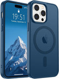 SUPFINE Magnetic for iPhone 14 Pro Case (Compatible with MagSafe) (Military Grade Drop Protection) Slim Translucent Matte Shockproof with Anti-Fingerprint Phone Case,Deep Blue