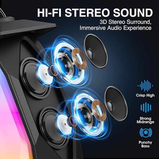 Olafus 2 Pack Outdoor RGB Bluetooth Speakers, 50W Wireless Outdoor Speakers with TWS Stereo Bass, IPX5 Waterproof Lantern Speakers for Pool Patio Garden Camping Party