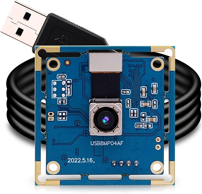 ELP 8MP USB Camera - Autofocus 4K PC & Raspberry Pi Mini UVC USB2.0 Webcam Board IMX179 Industrial Lightburn Camera for Laptop
