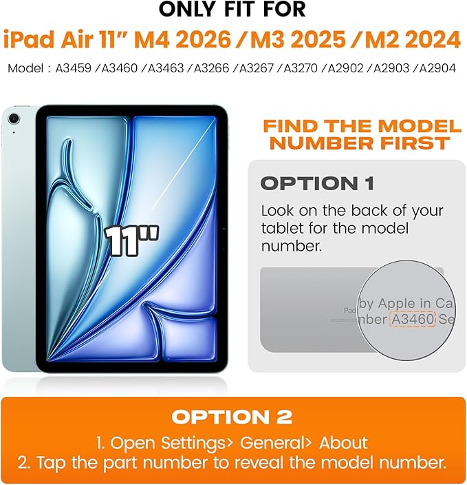 SEYMAC stock Case for iPad Air 11-inch M4-M2 2026-2024 (Gen 8-6), Shockproof Heavy Duty Case with Screen Protector, Pencil Holder, Rotating Stand, Hand Strap, Shoulder Strap, Blue
