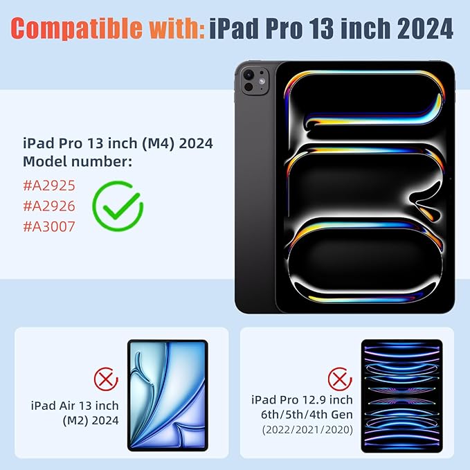 New Compatible with iPad Pro 13 inch Case M5 2025/M4 2024 with Built-in Pencil Holder, Kidopire for iPad Pro 13 Case with Clear Back Shell, Support Pencil Pro & Pencil USB-C, Auto Wake/Sleep, Black