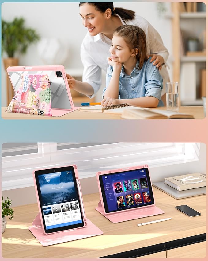 Uppuppy for iPad Air 13 inch Case(Air M4 2026/M3 2025/M2 2024), for iPad Pro 12.9 Case(6th/5th/4th/3rd/2nd/1st Gen) - 360 Rotating Smart Folio Cover with Pencil Holder for Women Girl, Christian Words