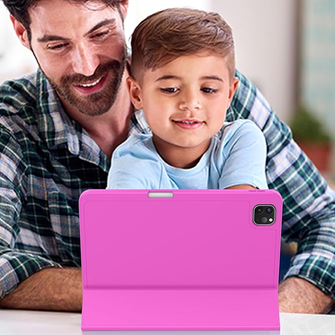 ZryXal iPad Pro 11 Inch Case (M5) 2025/ (M4) 2024 (Model: A2836/A2837/A3006), Trifold Stand Smart Cover with Pencil Holder and Soft TPU Back, Auto Wake/Sleep (Deep Pink)