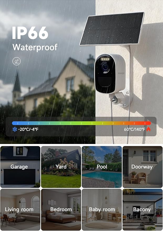 Solar Powered 4MP Wireless Outdoor Security Camera, Compatible NVR Security Camera System