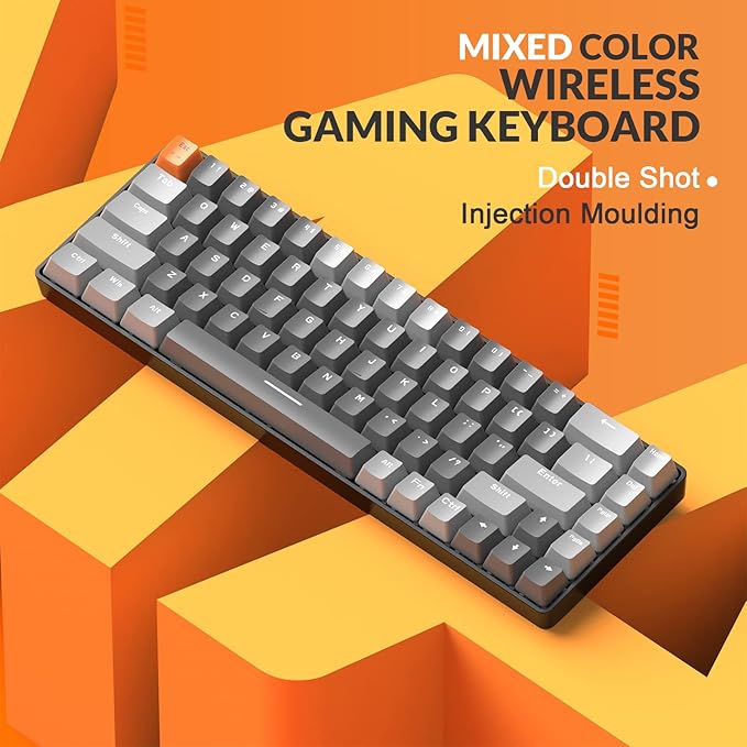 MAGIC-REFINER RK68 60% Wireless Mechanical Keyboard, Bluetooth 5.0/2.4GHz with Dual Mode 2-in-1 Receiver, Compact 68-Key Hot Swappable Gaming Keyboard, Linear Red Switch for PC Mac Xbox Smartphone