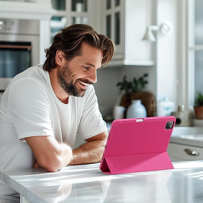 ZOVEEK iPad Pro 11 Inch Case 4th/3rd/2nd/1st Generation (2022/2021/2020/2018) with Pencil Holder, Magnetic Smart Cover with Stand, Supports 2nd Gen Pencil Charging, Auto Wake/Sleep (Rose Pink)