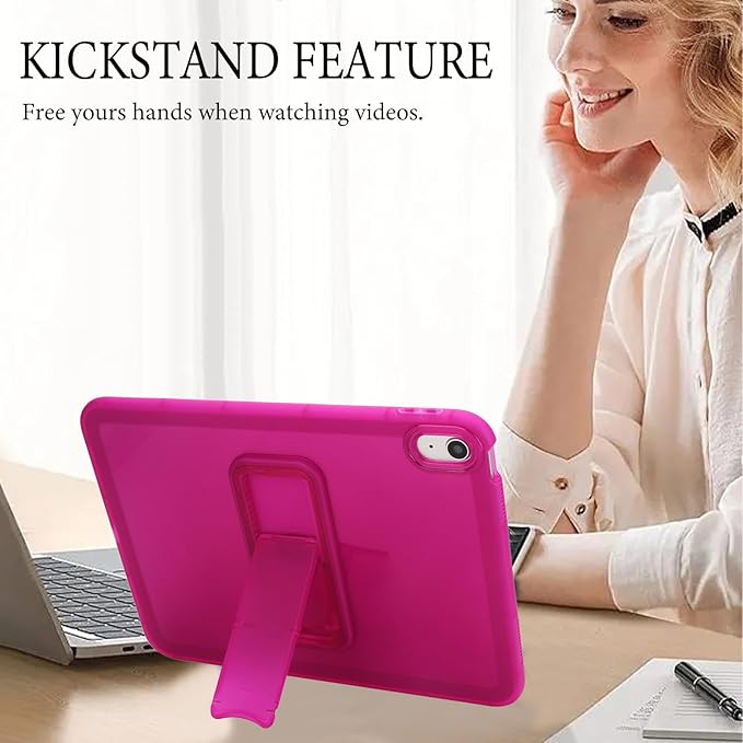 Slim Case for iPad (A16) 11th Generation 11 Inch 2025 / iPad 10th Generation 10.9 Inch 2022, Built-in Kickstand Non-Slip Shockproof Rugged Protective for iPad 11th 10th Gen, Rose