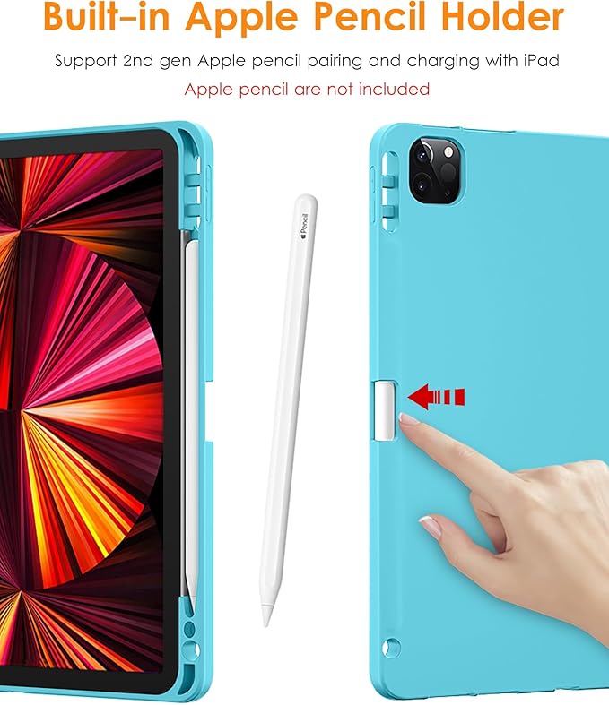 DTTO for iPad Pro 11 inch 4th/3rd/2nd/1st Generation 2022/2021/2020/2018 Case, Smart Slim Trifold Stand Soft TPU Back Cover with Built-in Pencil Holder, Also Fit iPad Air 5/4,Sandy Wave