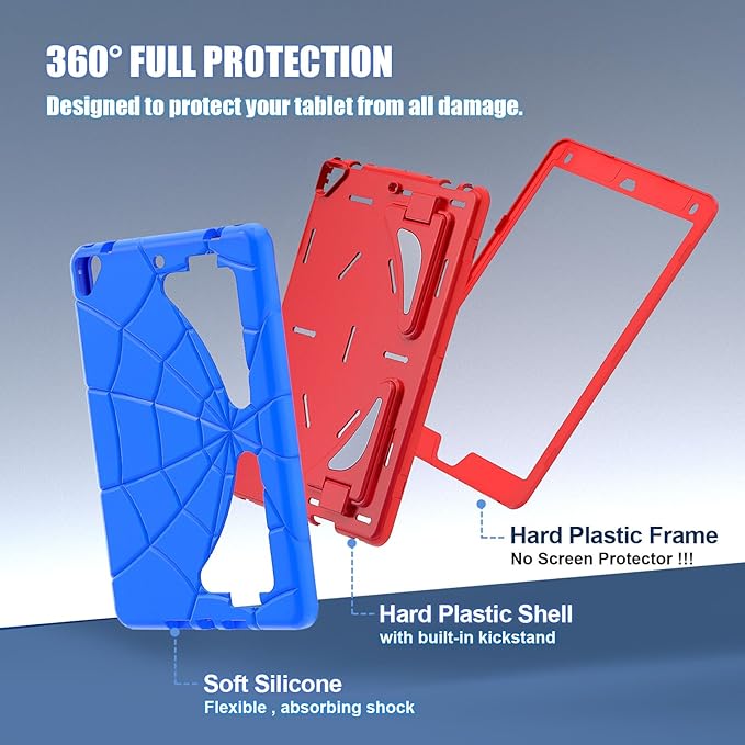 AKABEILA Compatible with Apple iPad 9.7 5th/6th(2017/2018)/iPad Air 2/iPad Pro 9.7 Tablet Case，Lightweight Shockproof Rugged Protective Cover with Kickstand for Kids Children Boys Babies Blue Red
