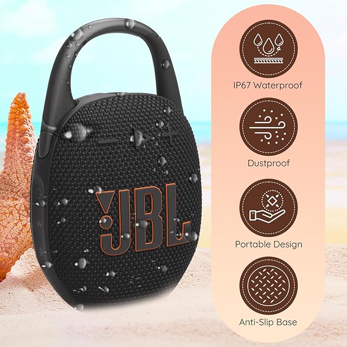 JBL Clip 5 Portable Bluetooth Speaker, IP67 Waterproof & Dustproof, Long-Lasting Battery - Squad - Boomph's Comprehensive Ultimate Performance Cloth Solution for Your On-the-Go Sound Experience