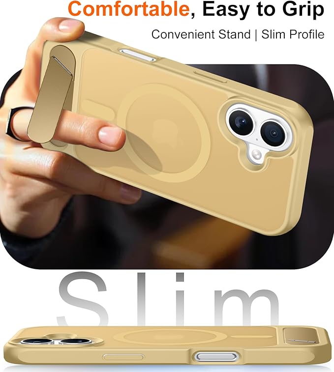 Magnetic Compatible with iPhone 16 Plus Case, [Built-in Invisible Kickstand][Compatible with MagSafe][Military Grade Shockproof] Slim Translucent Matte Phone Case for iPhone 16 Plus 6.7"