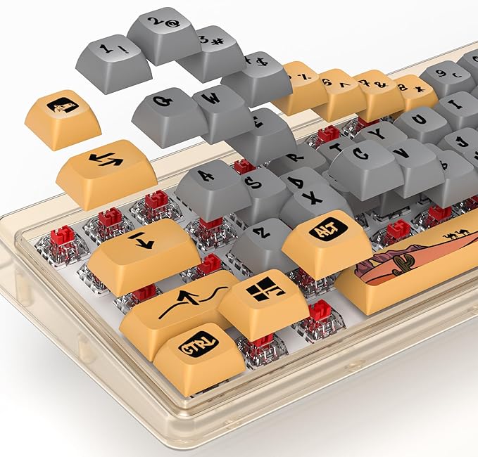 GTSP XDA Profile PBT Keycaps, 129-keys Custom Dye Sublimation keycaps with for Fullsize, Tenkeyless, Winkeyless, 75%, 65%, 60% Keyboard (Desert)