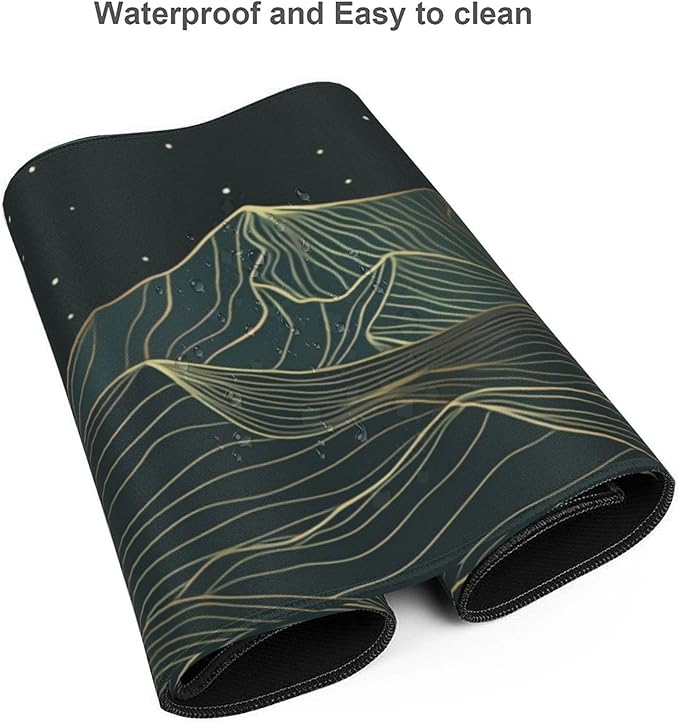 Large Gaming Mouse Pad Golden Mountain Line Moon Mouse Pad with Stitched Edges & Nonslip Rubber Base Extended XXL Long Mousepad Big Desk Mat for Company Office Work, 35.4 x 15.7 in
