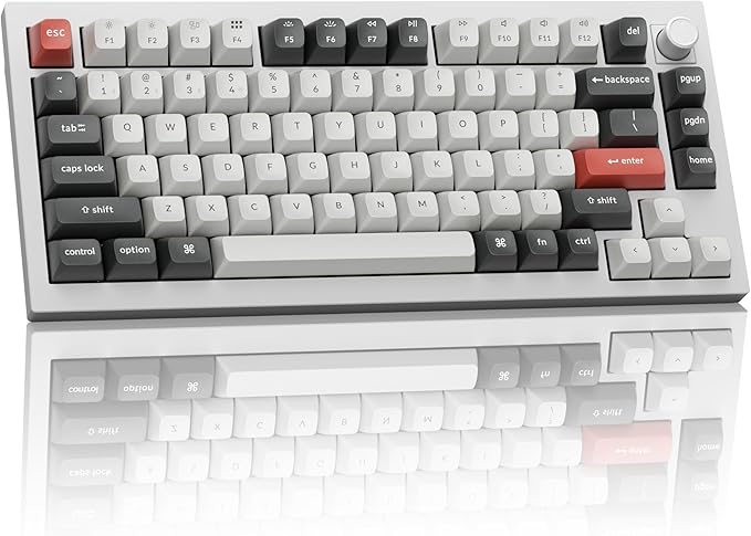 Keychron Q1 Ultra 8K 75% Wireless Mechanical Keyboard, Aluminum Hot-Swappable RGB, Red Switch, 82 Keys, 600h Battery Life, 2.4GHz/Bluetooth/Wired, ZMK Programmable, Mac Windows Linux – White