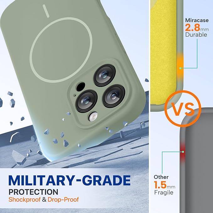 Miracase Magnetic for iPhone 16 Pro Max Case, [Soft Anti-Scratch Microfiber Lining], Compatible with MagSafe, Liquid Silicone Case Shockproof Drop Protection Phone Case for 16 ProMax,Patina Green