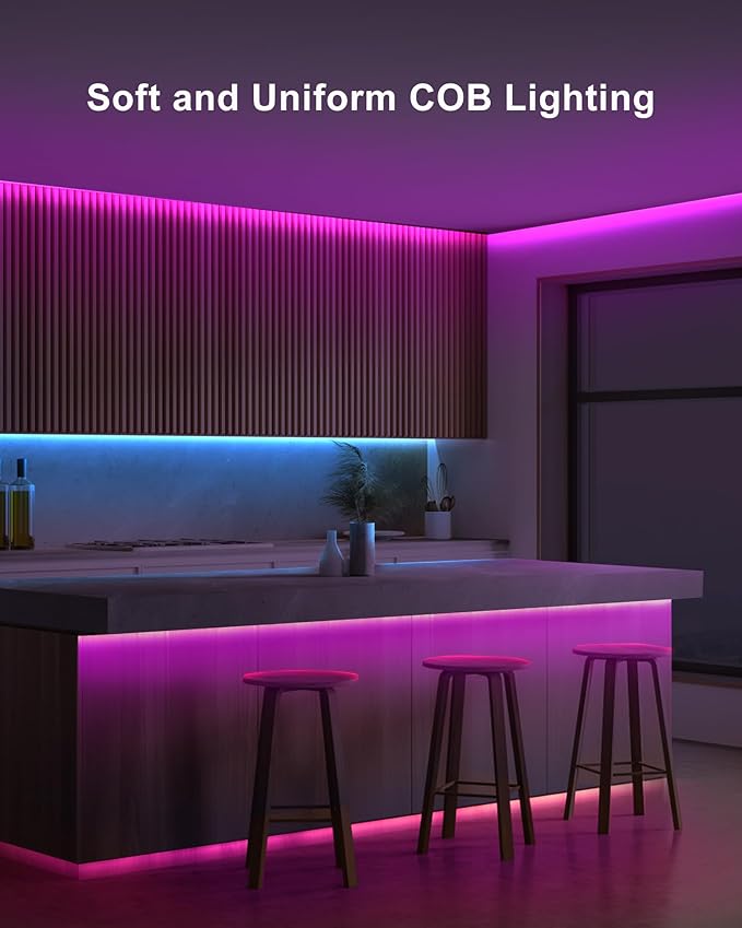 Tatazone 16.4ft Bluetooth RGB COB Led Strip Lights with Remote, Dimmable Smart App Led COB Light Strip, Color Changing Music Sync, Indoor RGB Led Lights for Bedroom, Home Decor, Party