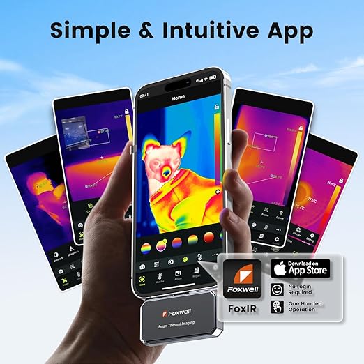 RT100 Thermal Camera for iPhone Series & iPads, 512 x 384 Super Resolution, 256 x 192 IR Resolution Infrared Camera, 25Hz Thermal Imaging Camera with -4°F~1022°F Temp Range, Temperature Alarm