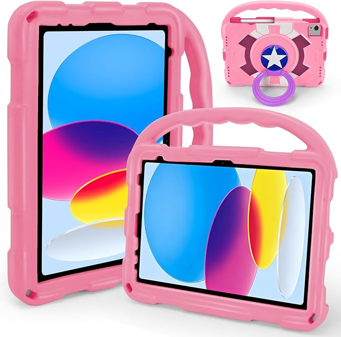 Case for iPad Air 11-inch M3 (2025) / M2 (2024), iPad Air 5th (2022) / 4th Generation (2020) 10.9 Inch, Fully-Body Rugged Heavy Duty Shockproof Case with Kickstand for Kids (Light Pink)