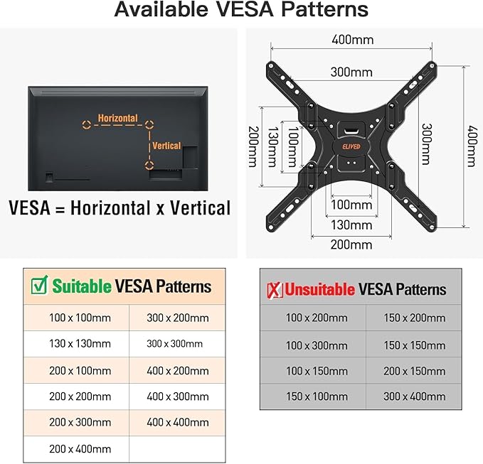 ELIVED Long Arm TV Wall Mount for Most 26-60 Inch TVs, 29.5 Inch Long Extension TV Mount Swivel and Tilt, Max VESA 400x400mm, Full Motion Wall Mount tv Bracket Holds up to 77 lbs.