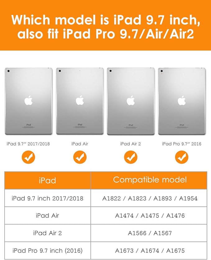 DTTO for iPad 9.7 Inch 5th/6th Generation 2018/2017 Case with Apple Pencil Holder, Premium Leather Folio Stand Cover Case for Apple iPad 9.7 inch, Also Fit iPad Pro 9.7/Air 2/Air - Rose Gold