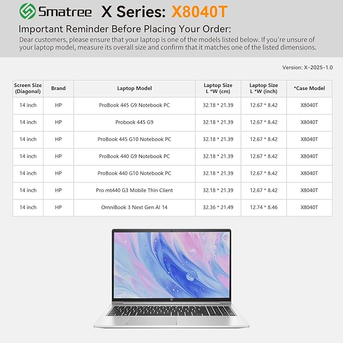 Smatree Hard EVA Protective Sleeve Case Compatible for 14 inch HP OmniBook 3 Next Gen AI 14, for 14 inch HP Pro mt440 G3 Mobile Thin Client Laptop/ProBook 440/445 G10/G9 Notebook PC (X8040T)
