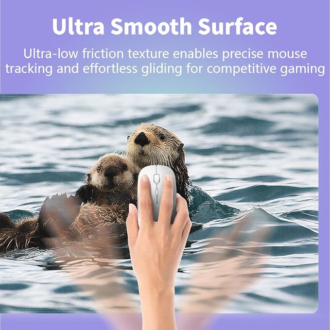 Large Gaming Mouse Pad (31.5" x 15.8") - Cute Sea Otters Nature Animal Playing Water Funny Scene, Extra XXL Extended Office Accessories, Premium Stitched Anti-Slip Desk Mat