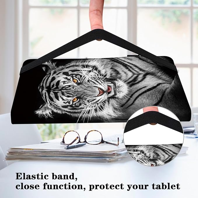 Case for iPad mini 5 (5th Generation,2019), iPad mini 4 3 2 1 Case 7.9 Inch with Auto Wake/Sleep & Elastic Band & Card Slot/Holder, Multi-Angle Viewing Stand Cover - Black Tiger