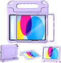YIHE Kids Case for iPad (A16) 11th Generation 11 Inch 2025 & iPad 10th Generation 10.9 inch 2022, with Built-in Screen Protector and Handle Stand, Full Body Shockproof Protective Cover, Lightpurple
