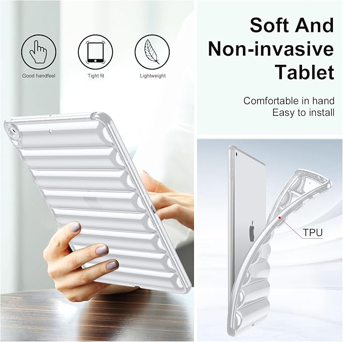 Case for iPad 9th/8th/7th Generation 10.2 inch 2021/2020/2019 Clear Shockproof Soft TPU Back Cover Silicone Bumper Anti-Yellowing Slim Lightweight Protective Shell for iPad 10.2 inch, Clear